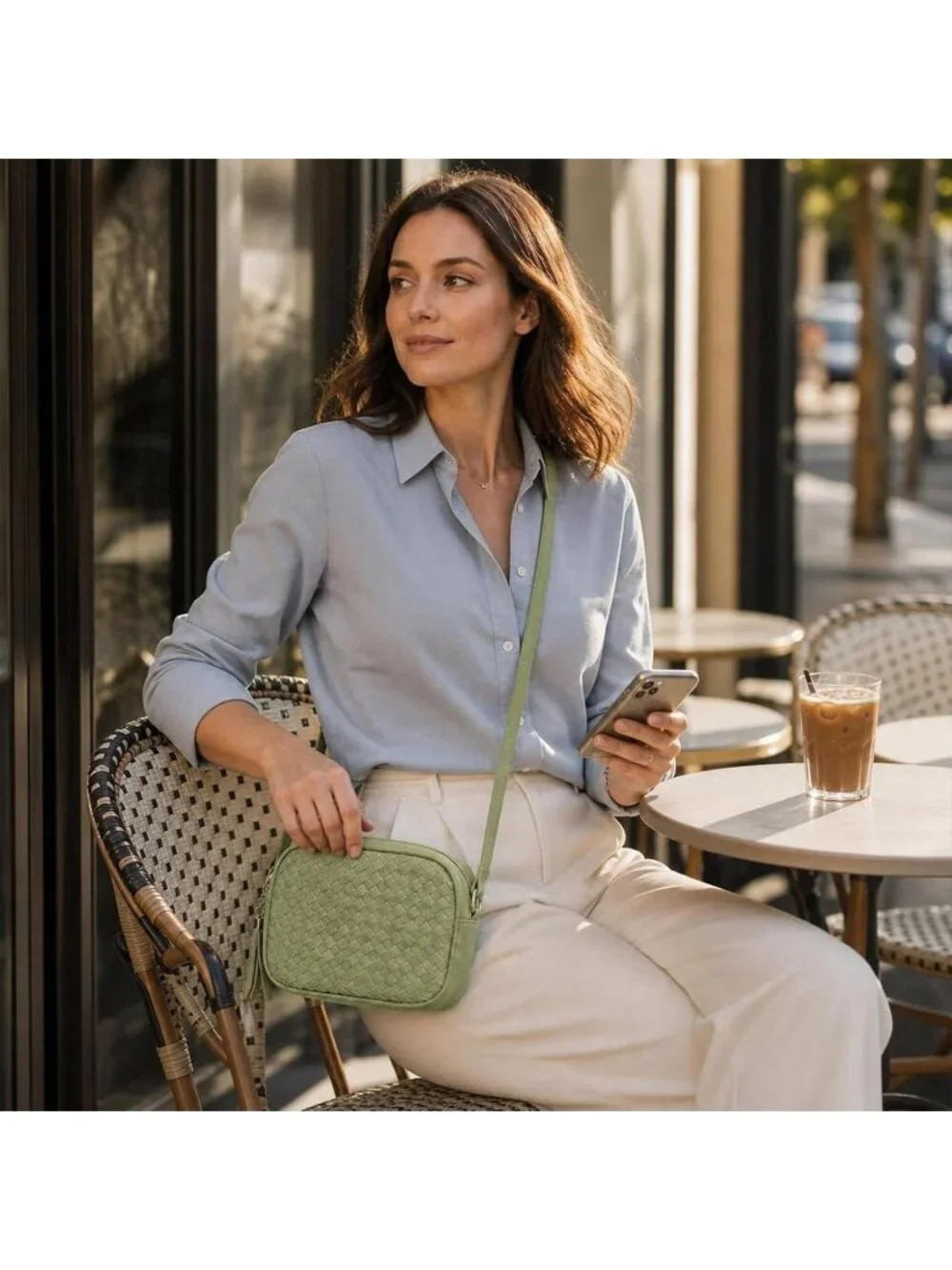 Women's Turquoise Woven Small Boho Purse Vegan Zipper Leather Crossbody Bag